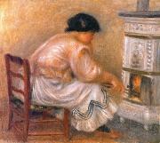 Pierre-Auguste Renoir Femme au coin du poele painting